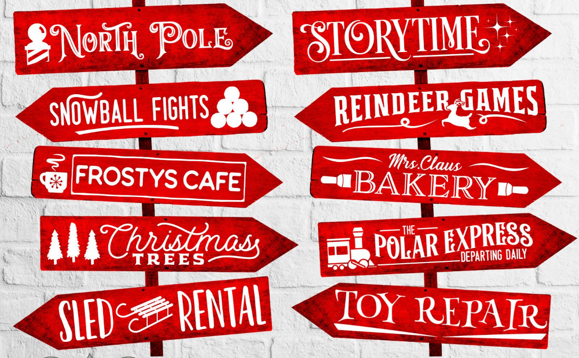 CHRISTMAS NORTH POLE DIRECTIONAL SIGN