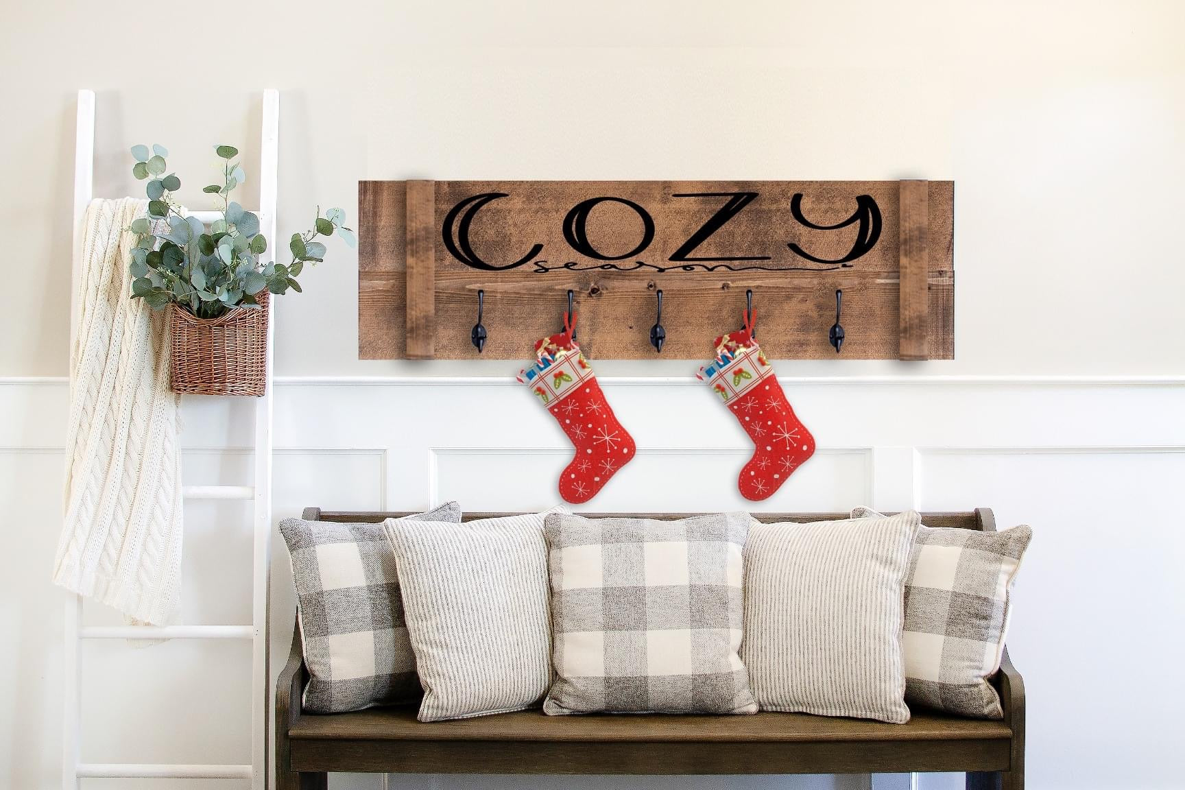 RUSTIC CHRISTMAS STOCKING HANGER