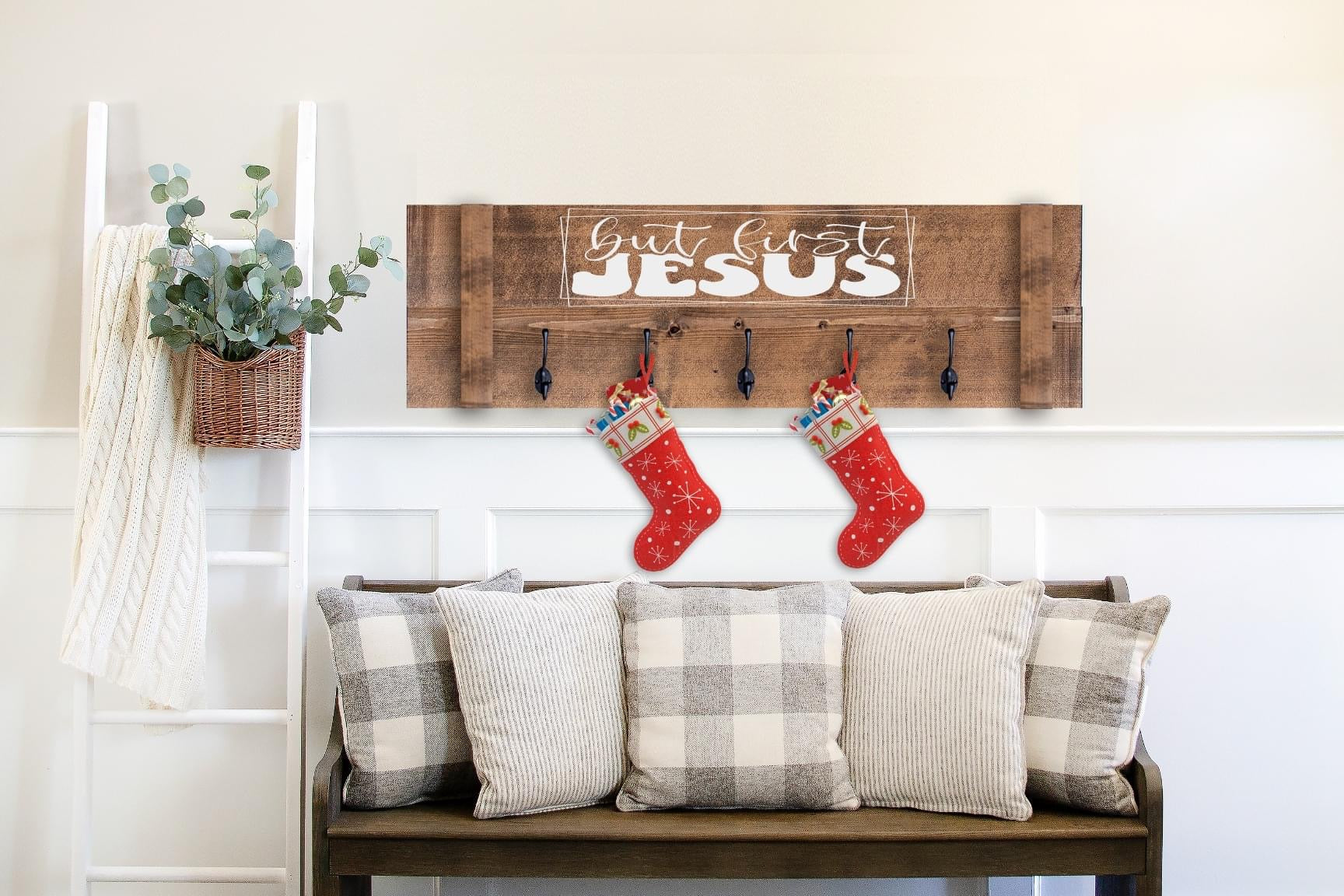 RUSTIC CHRISTMAS STOCKING HANGER